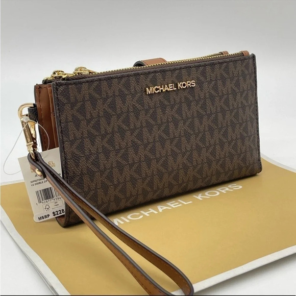 Michael Kors Double Zip Wallet Wristlet Leather - Picture 5 of 11